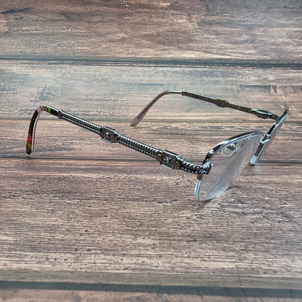 Vera Bradley Gwen Gunmetal Semi Rimless Eyeglasses Frames Rhinestone 135mm